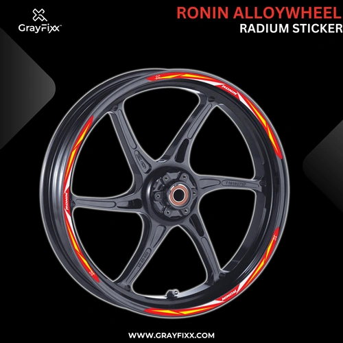 Alloy Wheel Radium Sticker for Ronin | Made in Premium Radium with FPF (Fade Protection Film), Waterproof, Precut Sticker, Pack Of 12